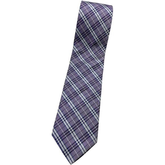 NEW BROOKS BROTHERS Men's 100% Silk Necktie DESIGNER Tie Purple Tartan W:3.2